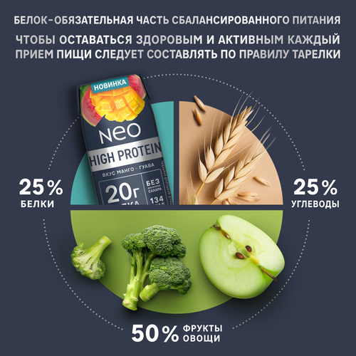 Коктейль молочный NEO Манго, гуава высокобелковый 0,3%, без змж, 260г, изображение