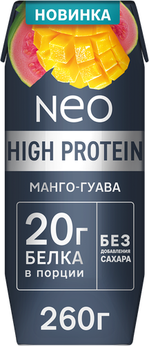 Коктейль молочный NEO Манго, гуава высокобелковый 0,3%, без змж, 260г, фото