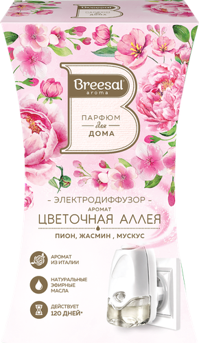 Диффузор электрический BREESAL Цветочная аллея+сменный флакон с ароматической жидкостью, 20мл, фотография