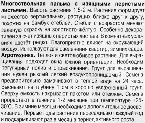 Семена ПОИСК Дипсис Лютесценс, 3шт, крупный план