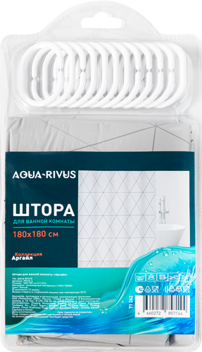 Штора для ванной AQUA-RIVUS Пева 180х180см, с принтом, картинка
