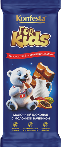 Шоколад молочный КОНФЕСТА с молочной начинкой, 80г, изображение