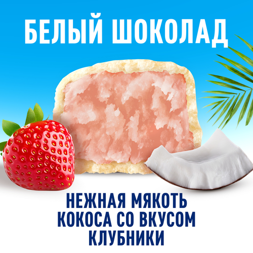 Батончик шоколадный BOUNTY Trio Райская клубника в белом шоколаде с кокосом и клубникой, 78г, фото