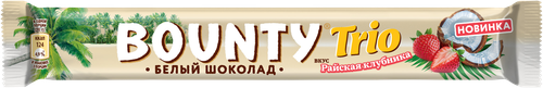 Батончик шоколадный BOUNTY Trio Райская клубника в белом шоколаде с кокосом и клубникой, 78г, детальное фото