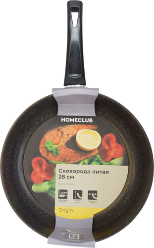 Сковорода HOMECLUB Origin 28см, литая, ручка бакелит, без индукции, Арт. 1228-23-Л, картинка