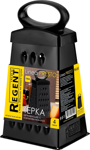 Терка REGENT INOX Linea Presto 4-хгранная 12см, с покрытием non-stick, Арт. 93-AC-GR-28B, фото