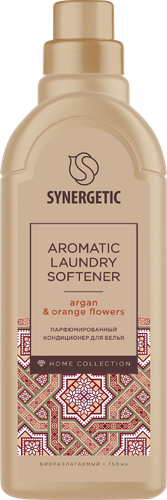 Кондиционер для белья SYNERGETIC Аргановое масло и цветы апельсина, 750мл, детальное фото