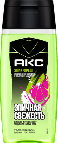 Гель для душа и шампунь мужской AKC Эпик Фреш 3в1, 100мл, детальное фото