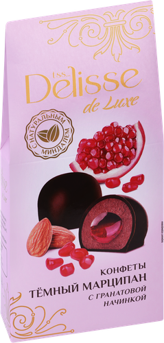 Конфеты DELISSE DE LUXE темный марципан с гранатовой начинкой, 98г, вид