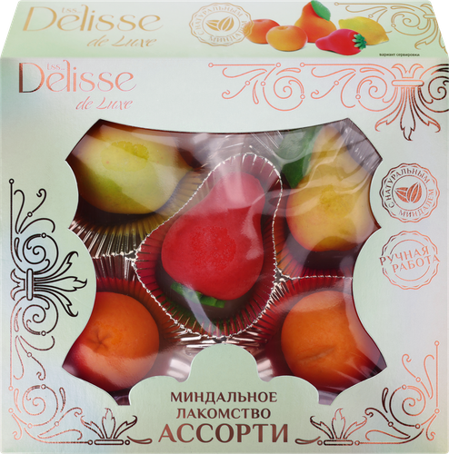 Конфеты DELISSE DE LUXE Миндальное лакомство ассорти, 100г, крупный план