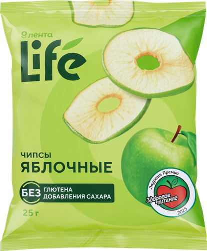 Чипсы ЛЕНТА LIFE Яблочные классические, 25г, фотография
