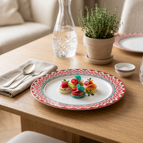 Тарелка обеденная HOMECLUB Алия, 27см, фарфор, Арт. YL259241, крупный план
