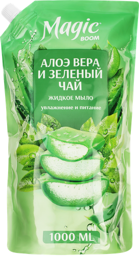 Мыло жидкое MAGIC BOOM Алоэ вера и зеленый чай, 1л, изображение