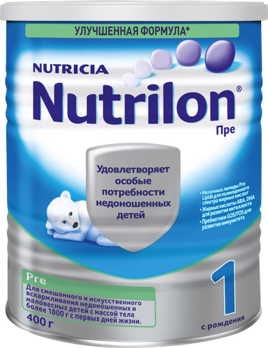 Смесь молочная NUTRILON Pre 1, для вскармливания недоношенных и маловесных детей, с 0 месяцев, 400г, вид