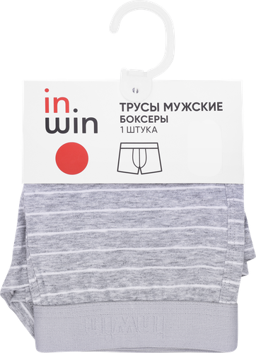 Трусы мужские INWIN боксеры р. 46–54, серый меланж в полоску, Арт. NB-10, детальное фото