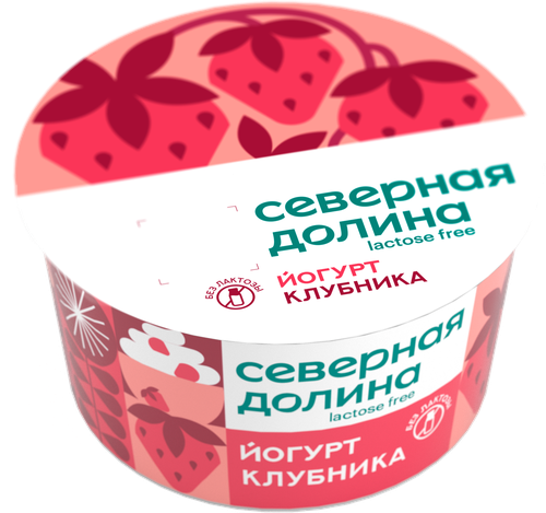 Йогурт СЕВЕРНАЯ ДОЛИНА Клубника безлактозный 2,8%, без змж, 130г, вид