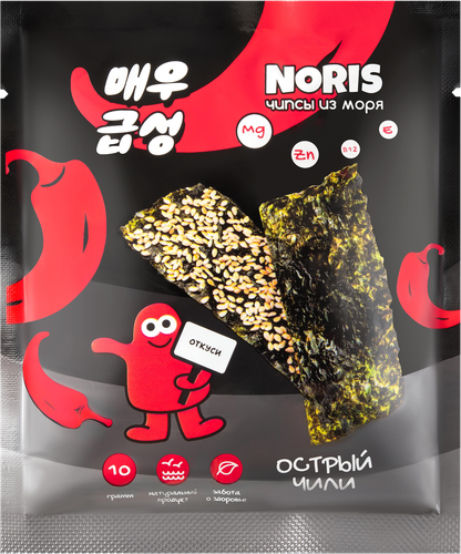Чипсы нори NORIS со вкусом острый чили, 10г, фото