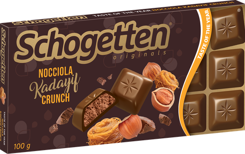Шоколад молочный SCHOGETTEN с начинкой из фундучного крема и кадаифа, 100г, фото