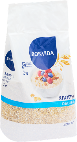 Хлопья овсяные BONVIDA Экстра №2, 2кг, вид