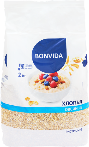 Хлопья овсяные BONVIDA Экстра №2, 2кг, вид