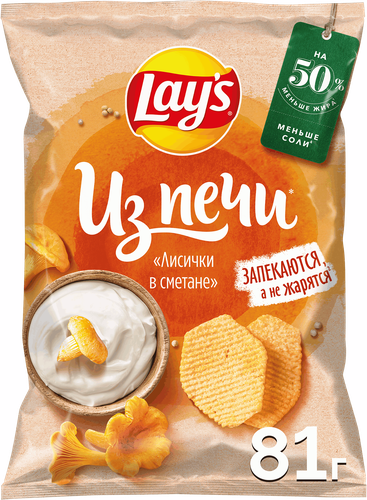 Чипсы картофельные LAY'S Лисички в сметане, 81г, изображение