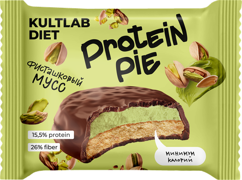 Печенье протеиновое KULTLAB Diet Protein Pie Фисташковый мусс, глазированный, 45г, детальное фото
