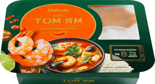 Суп ШИФУДО Том Ям, из морепродуктов с рисом, 400г, фото