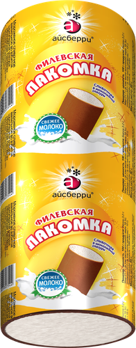 Мороженое ФИЛЕВСКОЕ Филевская лакомка, сливочное во взбитой шоколадной глазури 10%, без змж, трубочка, 90г, детальное фото
