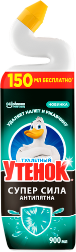 Средство для чистки унитаза ТУАЛЕТНЫЙ УТЕНОК Антипятна, 900мл, крупный план