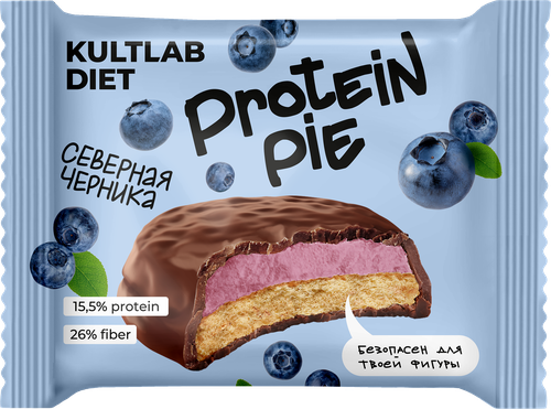 Печенье протеиновое KULTLAB Diet Protein Pie Северная черника, глазированный, 45г, фото
