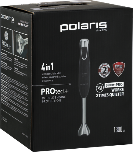 Блендер POLARIS SilentPRO: в 2 раза тише, двойная защита двигателя, Арт. PHB 1380 Silent 1820, крупный план