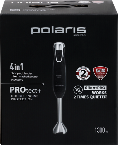Блендер POLARIS SilentPRO: в 2 раза тише, двойная защита двигателя, Арт. PHB 1380 Silent 1820, детальное фото