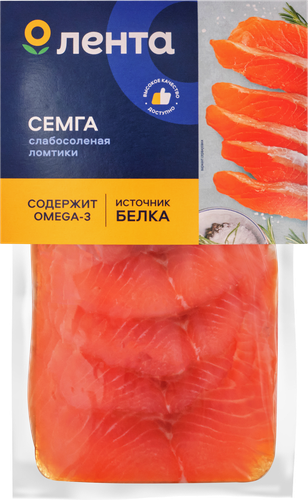 Семга слабосоленая ЛЕНТА филе-ломтики, 80г, изображение