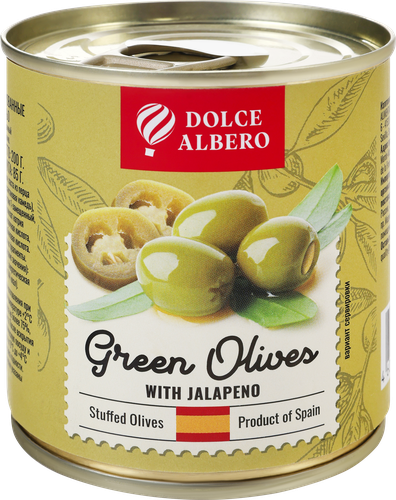 Оливки c перцем халапеньо DOLCE ALBERO фаршированные, 212мл, изображение