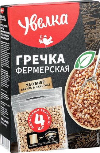 Крупа гречневая УВЕЛКА Фермерская гречка, в пакетиках, 4х80г, изображение