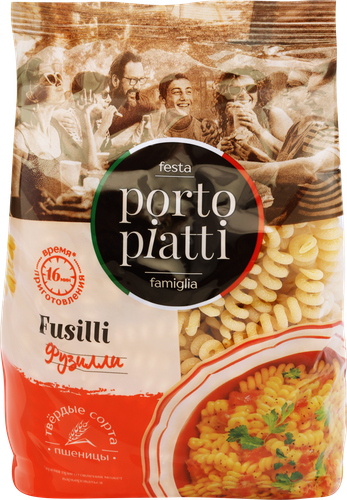 Макароны PORTO PIATTI Фузилли, 400г, крупный план