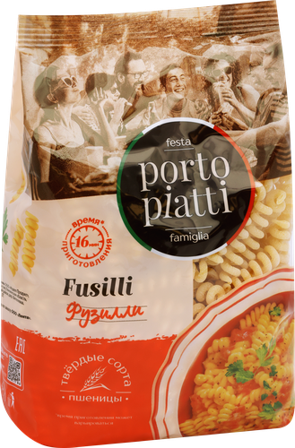 Макароны PORTO PIATTI Фузилли, 400г, крупный план