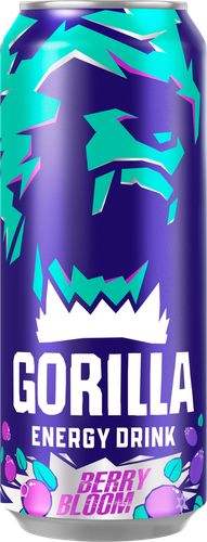 Напиток энергетический GORILLA Berry bloom тонизирующий пастеризованный газированный, 0.45л, вид
