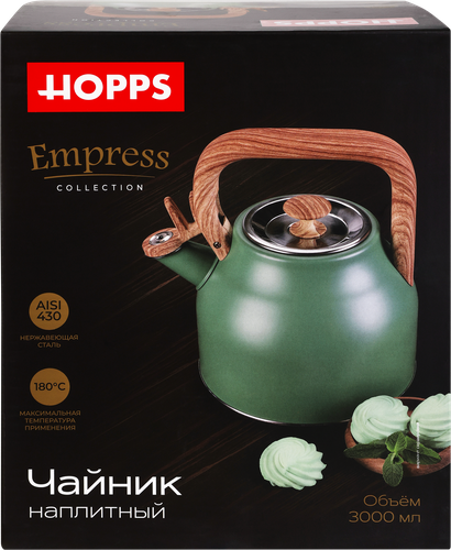 Чайник наплитный HOPPS Empress, нержавеющая сталь, нейлон, 3л, Арт. CRK1, вид