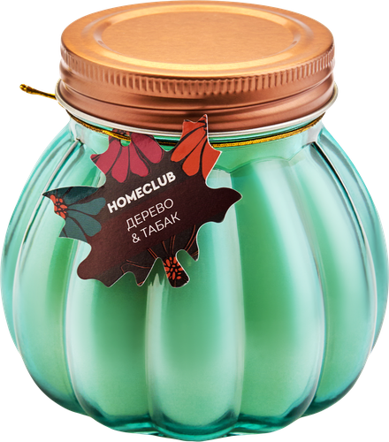 Свеча HOMECLUB Тыква с листиком, 10х9,5см, стекло, Арт. KW11187, картинка