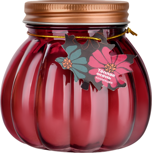 Свеча HOMECLUB Тыква с листиком, 10х9,5см, стекло, Арт. KW11187, изображение