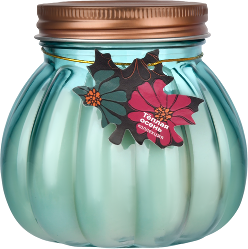 Свеча HOMECLUB Тыква с листиком, 10х9,5см, стекло, Арт. KW11187, изображение
