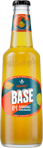 Напиток пивной WESLEYS BASE со вкусом ананас, апельсин нефильтрованный пастеризованный осветленный 6%, 0.4л, картинка