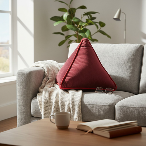 Подушка декоративная HOMECLUB Velvet треугольник, бежевая, Арт. CJ1224-3, фотография