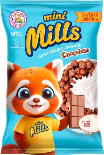 Шарики кукурузные MINI MILLS Шоколадные, 200г, картинка