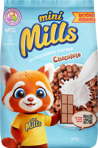 Шарики кукурузные MINI MILLS Шоколадные, 370г, фотография