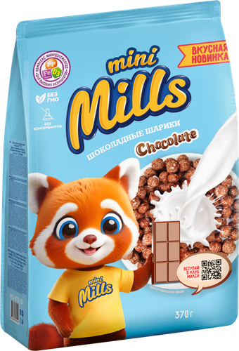 Шарики кукурузные MINI MILLS Шоколадные, 370г, изображение