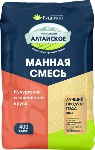 Манная смесь ГУДВИЛЛ Кукурузная и пшеничная крупа, 400г, изображение