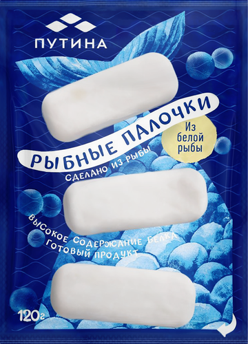 Рыбные палочки ПУТИНА из белой рыбы, 120г, детальное фото