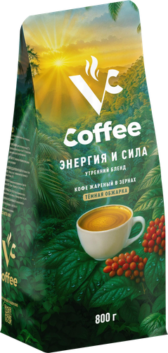 Кофе зерновой VC Утренний бленд жареный, 800г, детальное фото